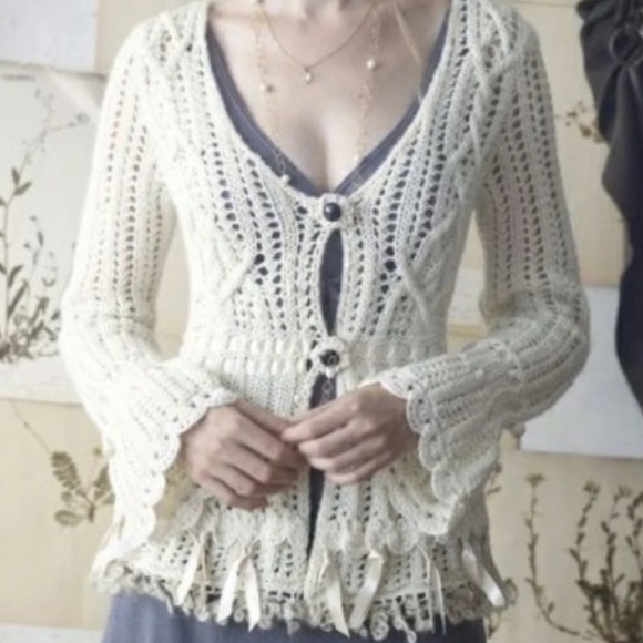 Anthropologie Sweaters - Guinevere | Enchanted Crochet Wool Blend Cardigan